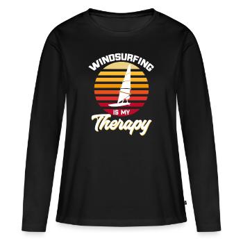 Surfers Windsurfers Le windsurf est ma thérapie - T-shirt manches longues Premium bio Femme - noir - Devant - Julia (174cm)