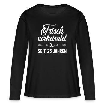 Mariage argenté 25 ans - T-shirt manches longues Premium bio Femme - noir - Devant - Julia (174cm)