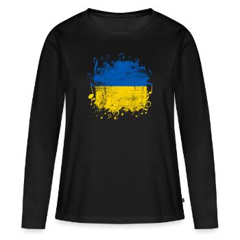 Ukraine - T-shirt manches longues Premium bio Femme - noir - Devant - Julia (174cm)