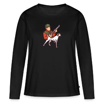 Chasse chasseur chien de chasse fusil cadeau - T-shirt manches longues Premium bio Femme - noir - Devant - Julia (174cm)
