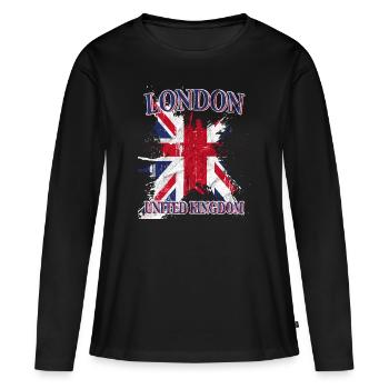 London Union Jack - T-shirt manches longues Premium bio Femme - noir - Devant - Julia (174cm)