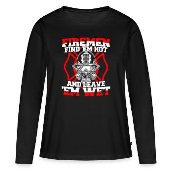 Firefighter Firemen Find 'Em Hot Leave 'Em Wet - T-shirt manches longues Premium bio Femme - noir - Devant - Julia (174cm)