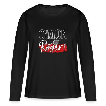 Joueuse de tennis C'Mon Roger Fan Gift - T-shirt manches longues Premium bio Femme - noir - Devant - Julia (174cm)