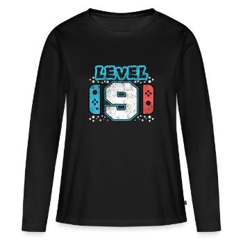 Level 9 - 9th Birthday Gift Design - Frauen Premium Bio Langarmshirt - Schwarz - Vorne - Julia (174cm)