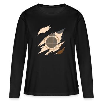 Akustische Gitarre Gitarrenspieler - Frauen Premium Bio Langarmshirt - Schwarz - Vorne - Julia (174cm)
