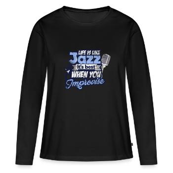 Jazz - T-shirt manches longues Premium bio Femme - noir - Devant - Julia (174cm)