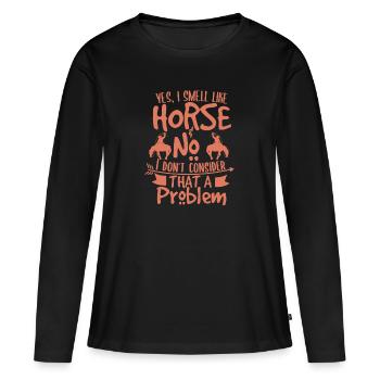 cheval - T-shirt manches longues Premium bio Femme - noir - Devant - Julia (174cm)