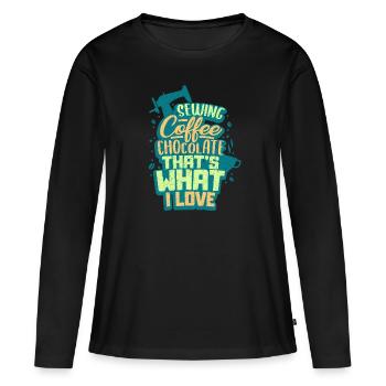 Machine à coudre à coudre - T-shirt manches longues Premium bio Femme - noir - Devant - Julia (174cm)