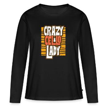 Violoncelle - T-shirt manches longues Premium bio Femme - noir - Devant - Julia (174cm)