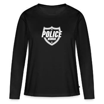 Officier de police police - T-shirt manches longues Premium bio Femme - noir - Devant - Julia (174cm)
