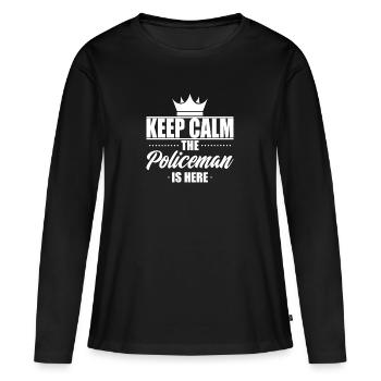 Officier de police police - T-shirt manches longues Premium bio Femme - noir - Devant - Julia (174cm)