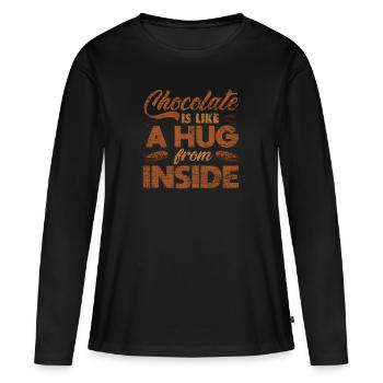 Chocolat - T-shirt manches longues Premium bio Femme - noir - Devant - Julia (174cm)