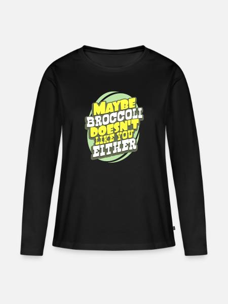Brokkoli - Frauen Premium Bio Langarmshirt - Schwarz