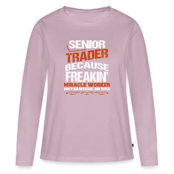 Commerçant senior - T-shirt manches longues Premium bio Femme - rose poudré - Devant - Julia (174cm)