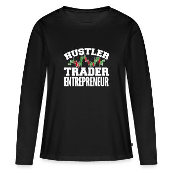 Hustler trader entrepreneur - Women's Premium Organic Long Sleeve Shirt - black - Front - Julia (174cm)