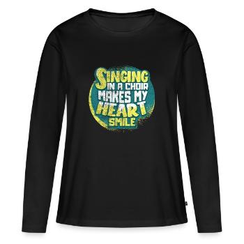 Chant choral - T-shirt manches longues Premium bio Femme - noir - Devant - Julia (174cm)