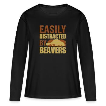 Biber - Frauen Premium Bio Langarmshirt - Schwarz - Vorne - Julia (174cm)