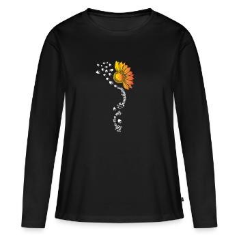 chemise tournesol tu es mon soleil dames chemise - T-shirt manches longues Premium bio Femme - noir - Devant - Julia (174cm)