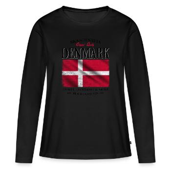 Danemark, drapeau du Danemark - T-shirt manches longues Premium bio Femme - noir - Devant - Julia (174cm)