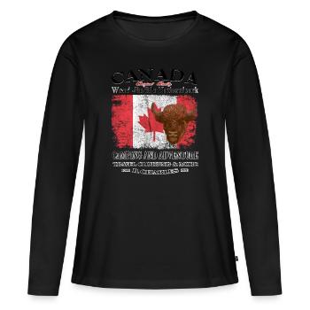 Canada, Canada, camping - T-shirt manches longues Premium bio Femme - noir - Devant - Julia (174cm)
