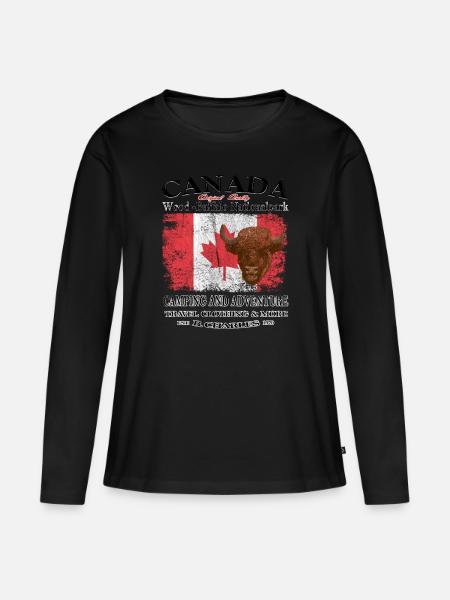 Canada ,Kanada,Camping - Frauen Premium Bio Langarmshirt - Schwarz