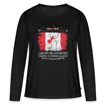 Canada, Canada, camping - T-shirt manches longues Premium bio Femme - noir - Devant - Julia (174cm)