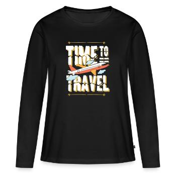 Travel Airplane Travel - Women's Premium Organic Long Sleeve Shirt - black - Front - Julia (174cm)