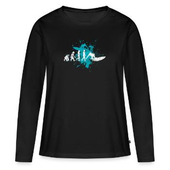 Surfer Surfen - Frauen Premium Bio Langarmshirt - Schwarz - Vorne - Julia (174cm)