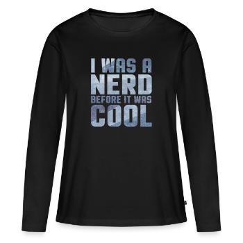 Nerd - Frauen Premium Bio Langarmshirt - Schwarz - Vorne - Julia (174cm)