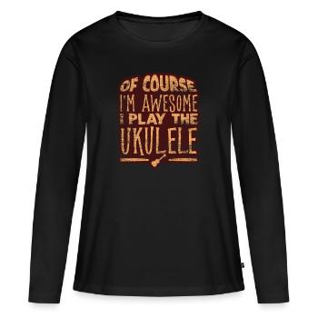 ukulélé - T-shirt manches longues Premium bio Femme - noir - Devant - Julia (174cm)