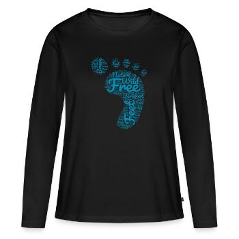 Barfuß Fußabdruck - Frauen Premium Bio Langarmshirt - Schwarz - Vorne - Julia (174cm)