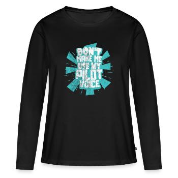 Pilot - Frauen Premium Bio Langarmshirt - Schwarz - Vorne - Julia (174cm)