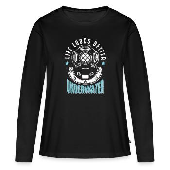 Plongée Plongée Apnée Plongée - T-shirt manches longues Premium bio Femme - noir - Devant - Julia (174cm)