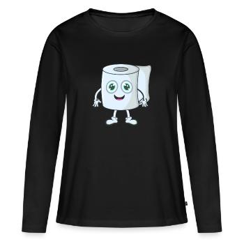 Papier toilette papier - T-shirt manches longues Premium bio Femme - noir - Devant - Julia (174cm)
