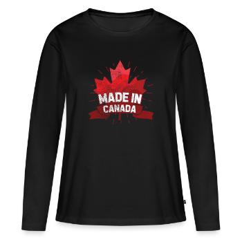 Né au Canada - T-shirt manches longues Premium bio Femme - noir - Devant - Julia (174cm)
