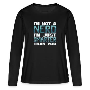 Nerd - Frauen Premium Bio Langarmshirt - Schwarz - Vorne - Julia (174cm)