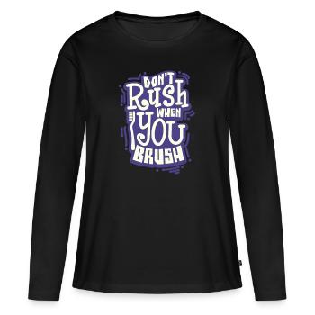 Brosse à dents dentiste brosse à dents - T-shirt manches longues Premium bio Femme - noir - Devant - Julia (174cm)