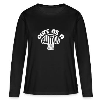 Doux comme un bouton - T-shirt manches longues Premium bio Femme - noir - Devant - Julia (174cm)