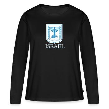 Israël Tsahal Mossad Menorah Tel Aviv Gift - T-shirt manches longues Premium bio Femme - noir - Devant - Julia (174cm)