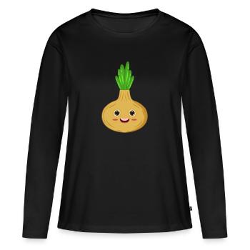 oignon - T-shirt manches longues Premium bio Femme - noir - Devant - Julia (174cm)