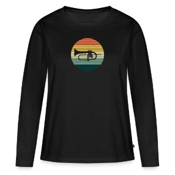 Cadeau de corne de joueur de corne de joueur de corne de bugle - T-shirt manches longues Premium bio Femme - noir - Devant - Julia (174cm)
