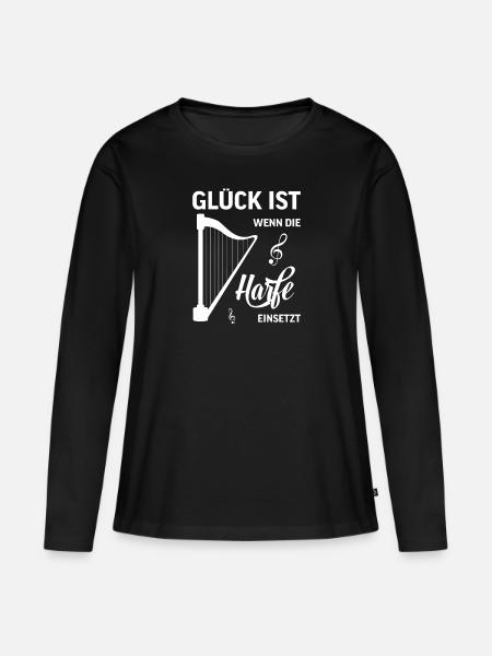 Harfe Lyra Liar Harfenspieler Saiten Geschenk - Frauen Premium Bio Langarmshirt - Schwarz