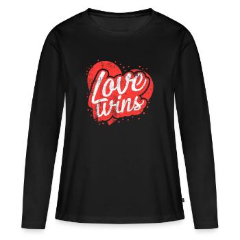 L'amour gagne - T-shirt manches longues Premium bio Femme - noir - Devant - Julia (174cm)
