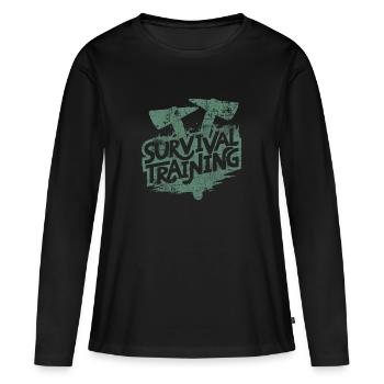 Survival Training - Frauen Premium Bio Langarmshirt - Schwarz - Vorne - Julia (174cm)