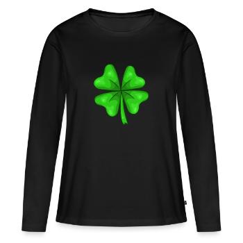 Shamrock bonne chance - T-shirt manches longues Premium bio Femme - noir - Devant - Julia (174cm)