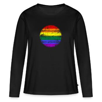 Drapeau arc-en-ciel LGBT - T-shirt manches longues Premium bio Femme - noir - Devant - Julia (174cm)