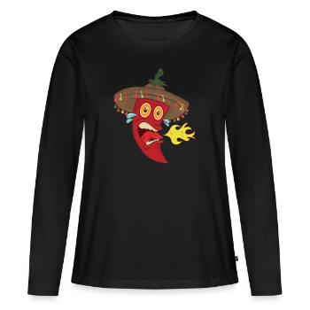Chilli Kochen Koch - Frauen Premium Bio Langarmshirt - Schwarz - Vorne - Julia (174cm)