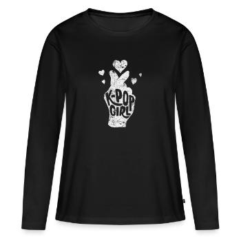 Fille de K-pop - T-shirt manches longues Premium bio Femme - noir - Devant - Julia (174cm)