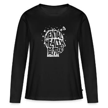 Santé mentale Santé mentale - T-shirt manches longues Premium bio Femme - noir - Devant - Julia (174cm)