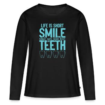 Dentist smile smile - Women's Premium Organic Long Sleeve Shirt - black - Front - Julia (174cm)